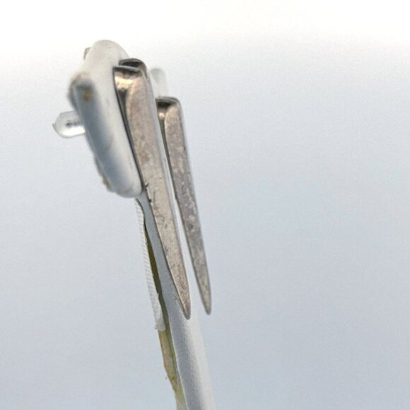 Estate Sterling Silver 925 Elongated Heart Stud Earrings 1.6" EZ Push Backs - Picture 2 of 9